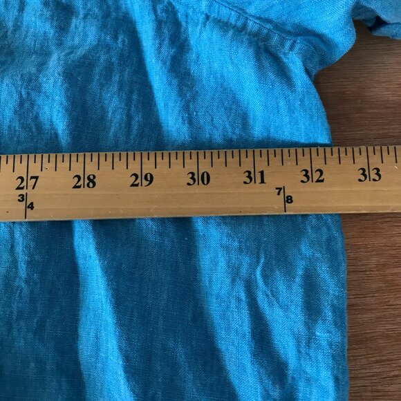 Perry Ellis 100% Linen Shirt Men 5XLT Blue Button Up Short Sleeve Collared 17524 - Picture 8 of 11